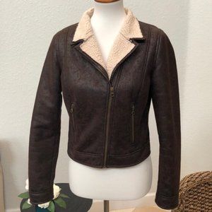 Sherpa look Faux Leather Aviator Jacket